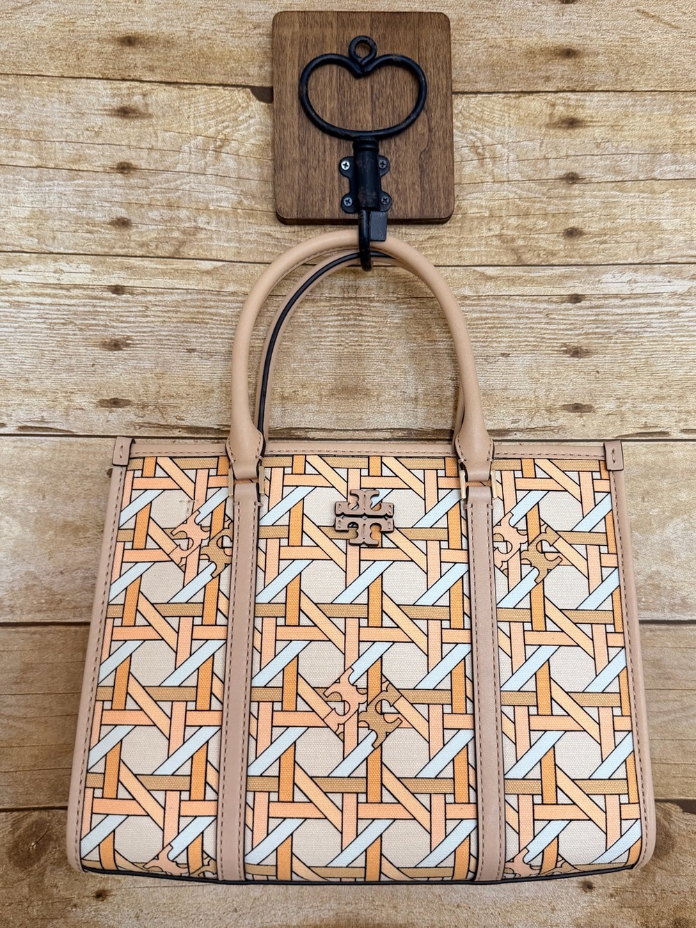 Tory Burch Blake Orange Basketweave Small Tote NWT
